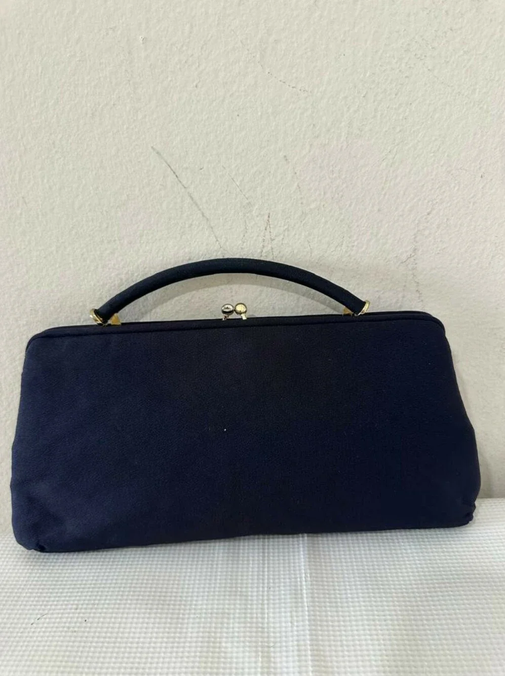 Harry Levine Vintage Mid-CenturyBlue Structured Evening Clutch Bag Top Handle